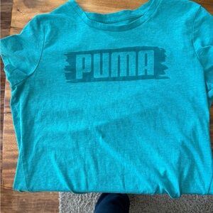 Puma Blue Short Sleeve Tee with Crew Neck and Logo